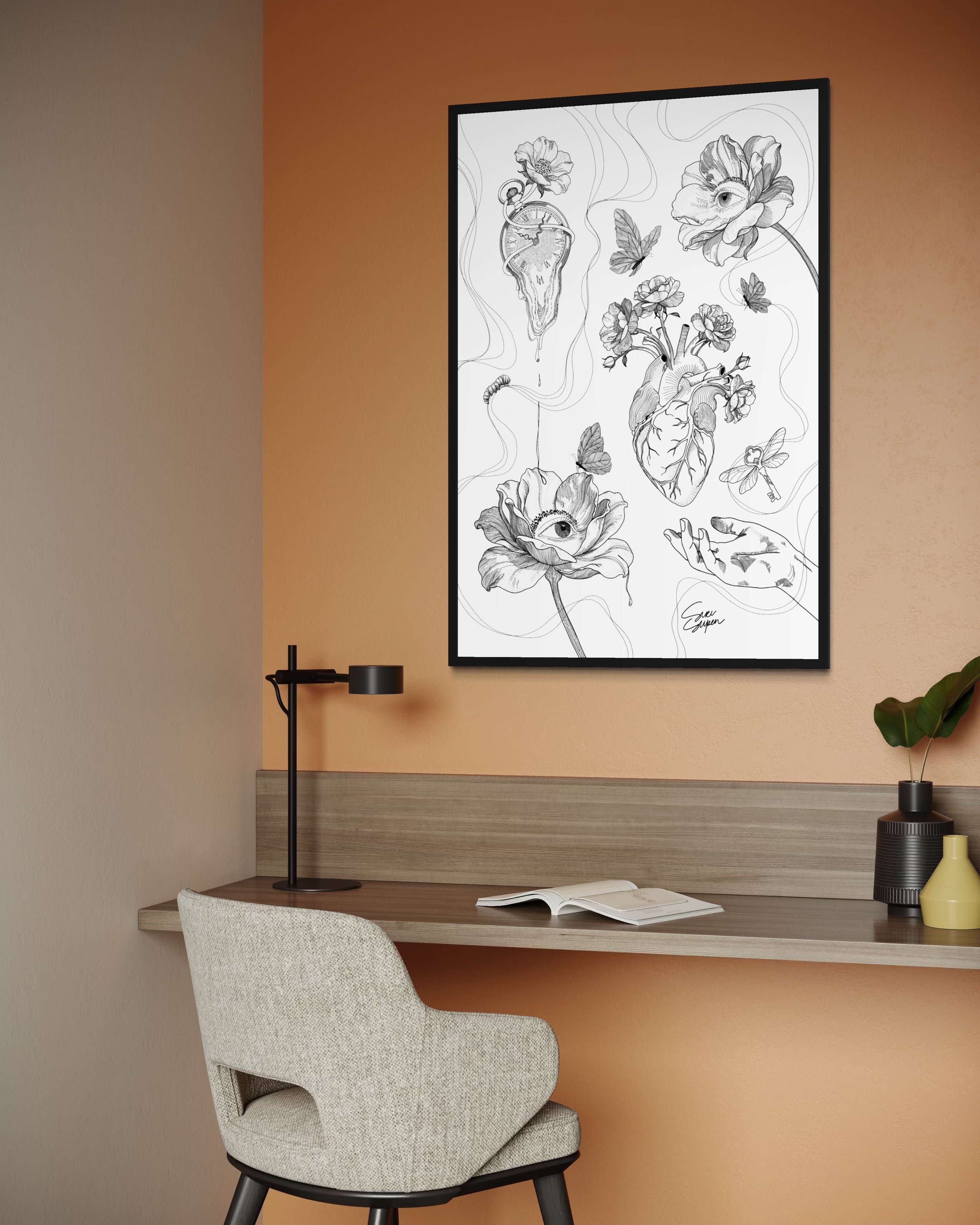 Curious Lines | Poster met lijst