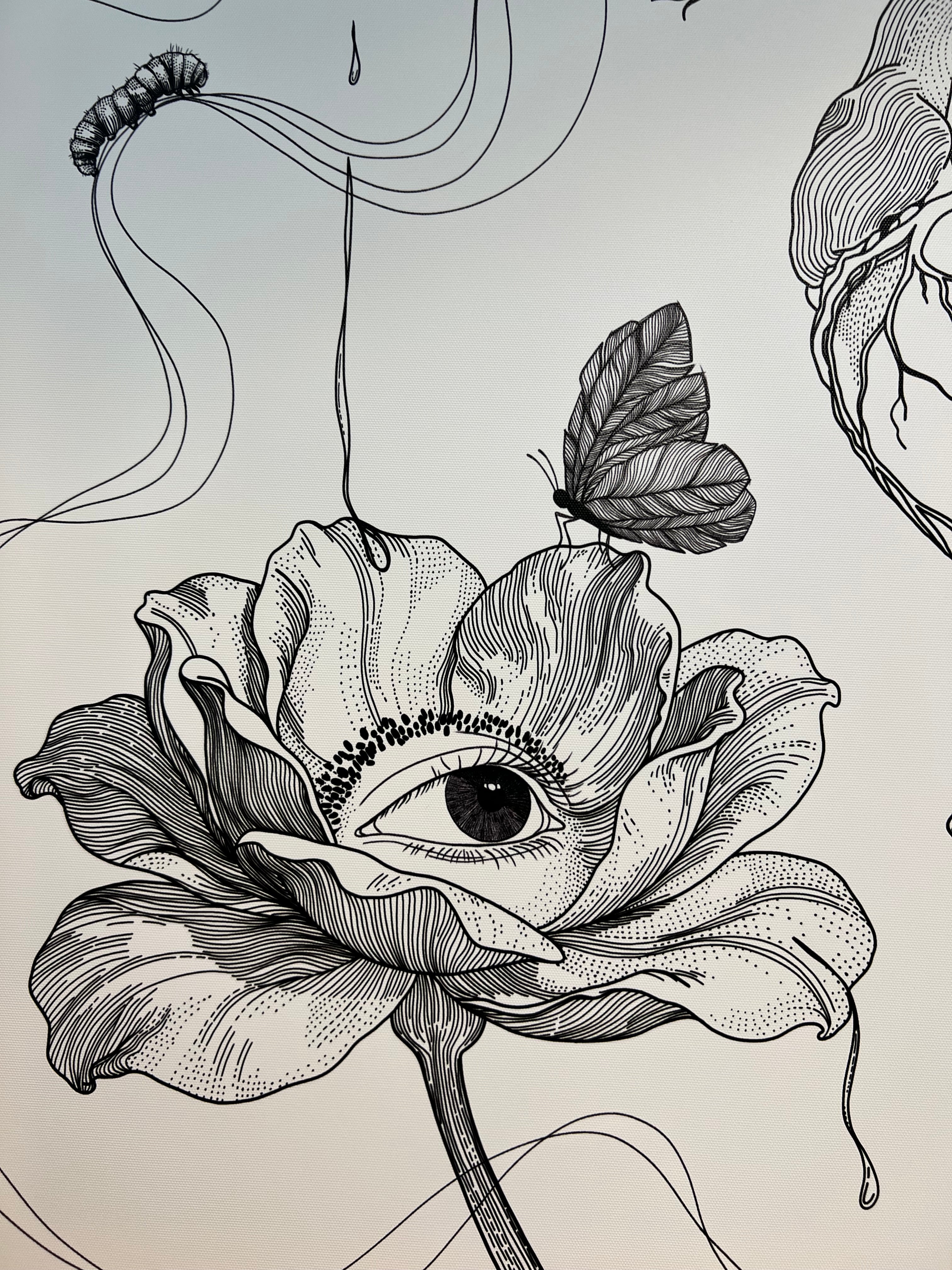 Curious Lines | Vierkant canvas met baklijst
