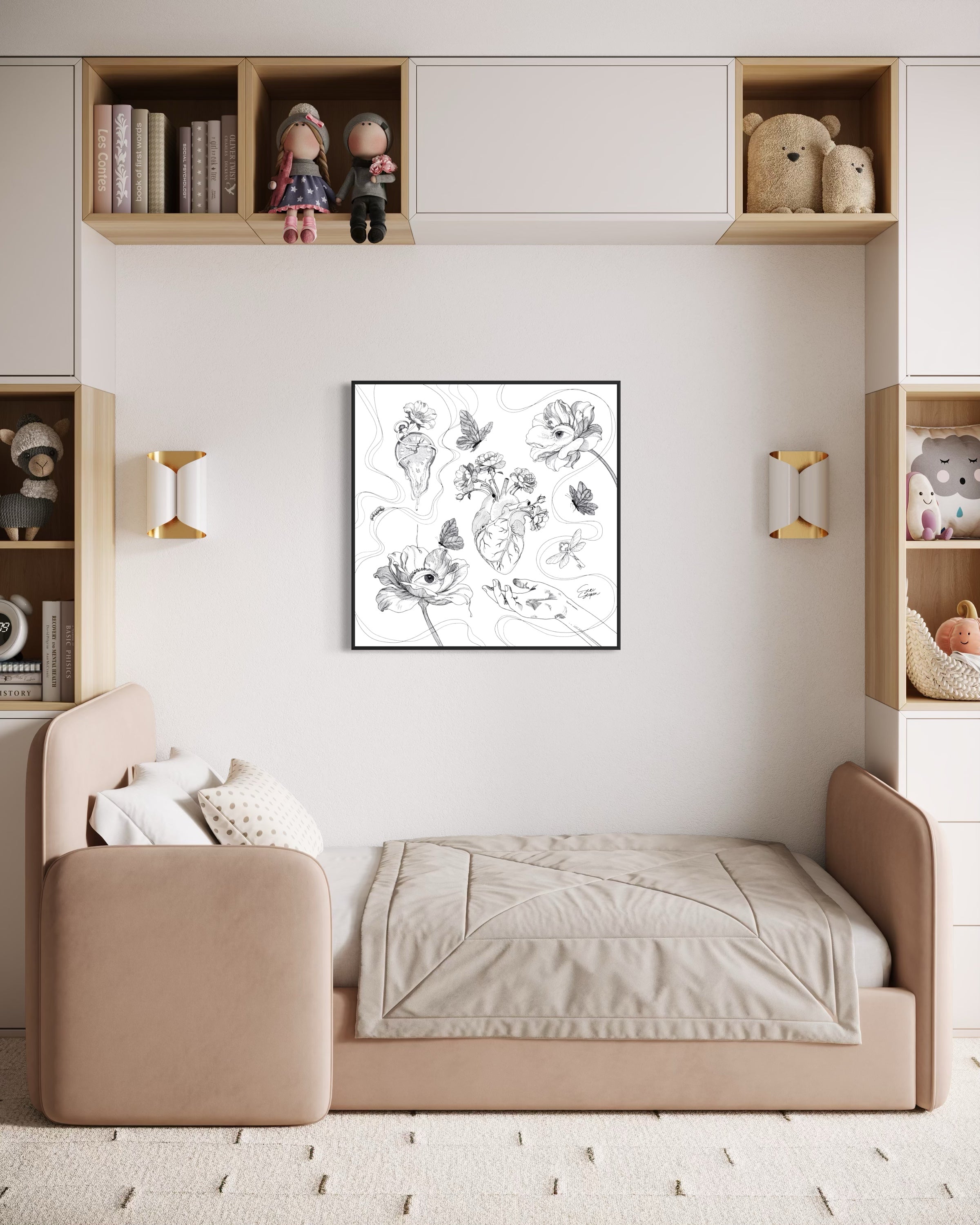 Curious Lines | Vierkant canvas met baklijst