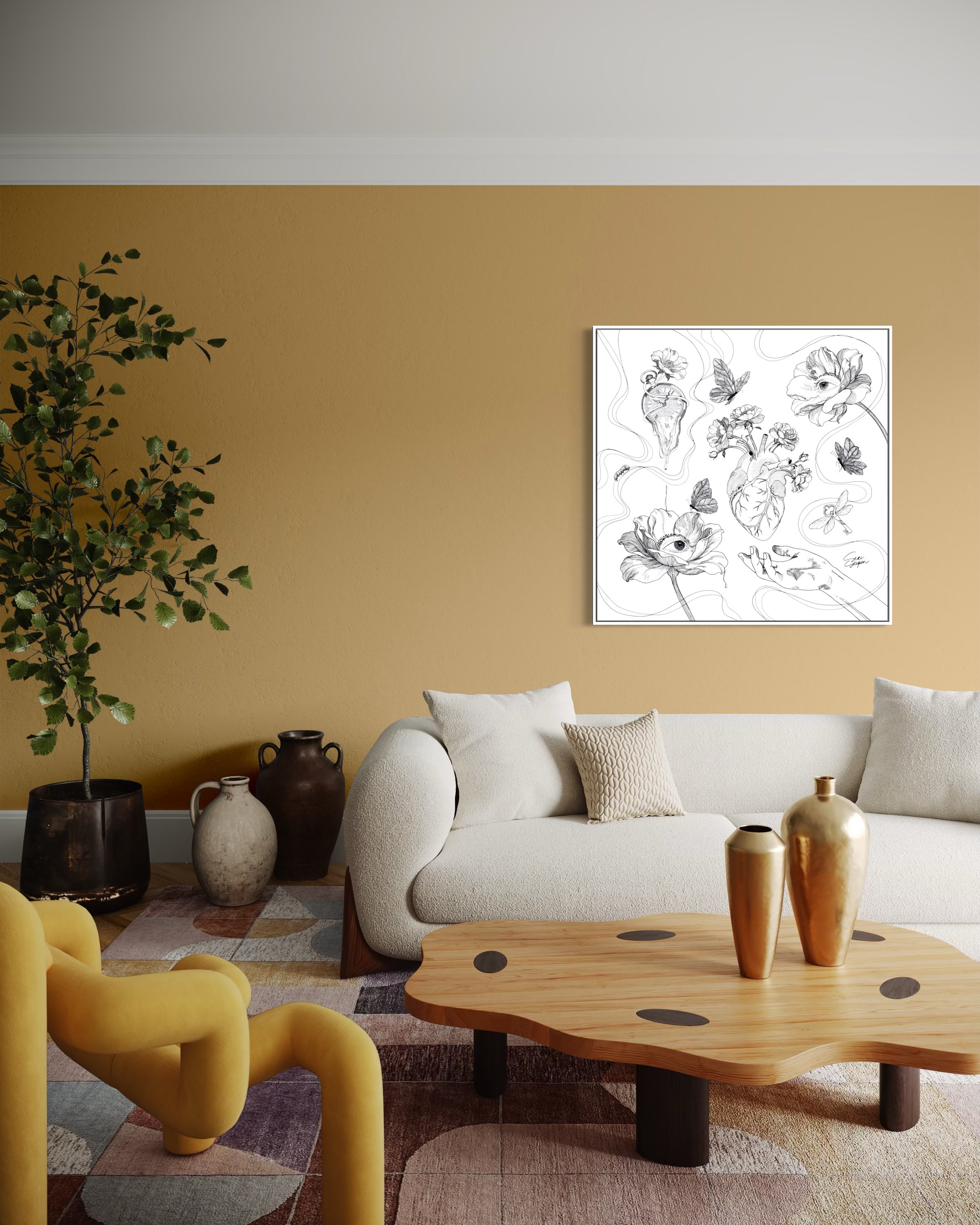 Curious Lines | Vierkant canvas met baklijst