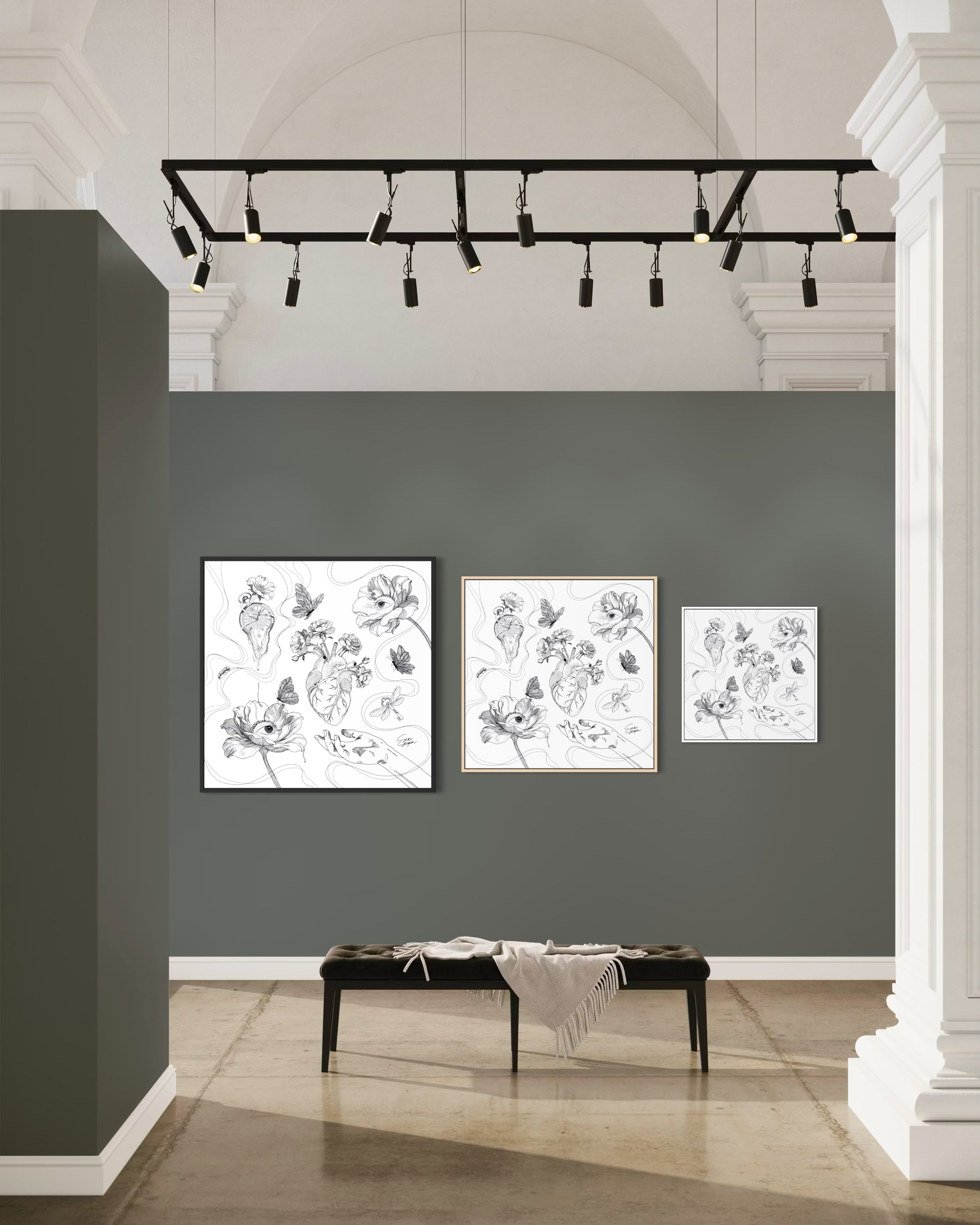 Curious Lines | Vierkant canvas met baklijst