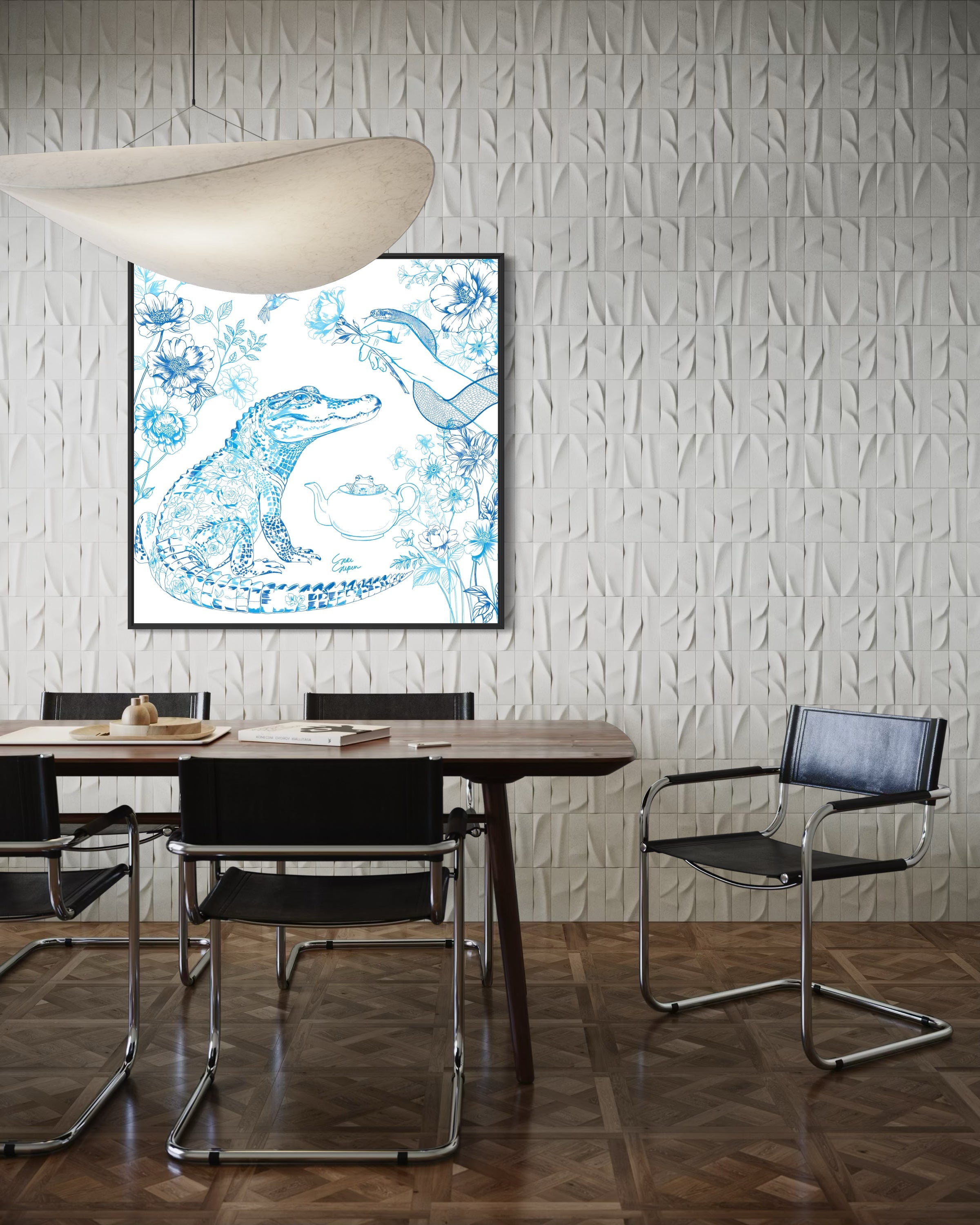 Jungle Tea | Vierkant canvas met baklijst