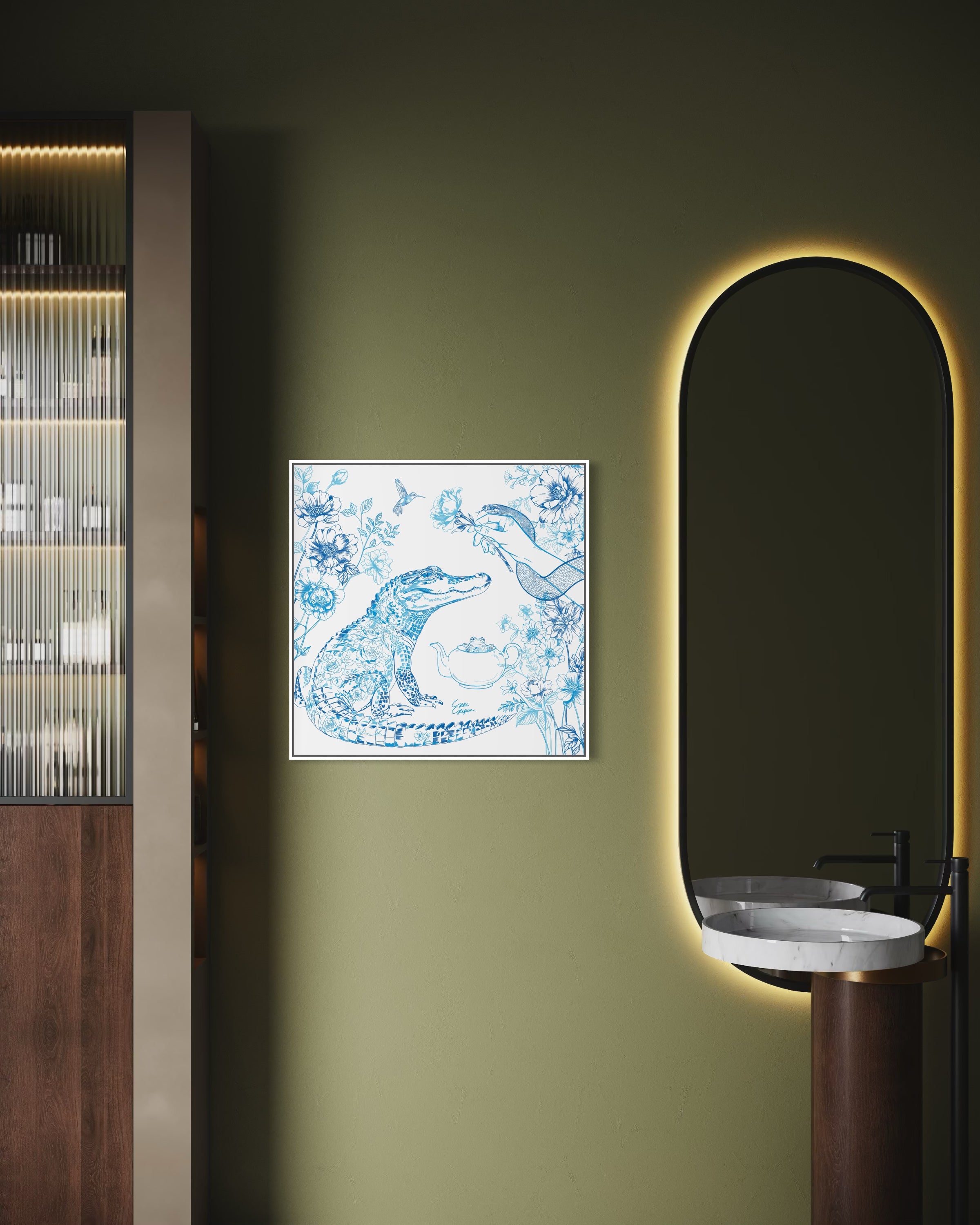 Jungle Tea | Vierkant canvas met baklijst